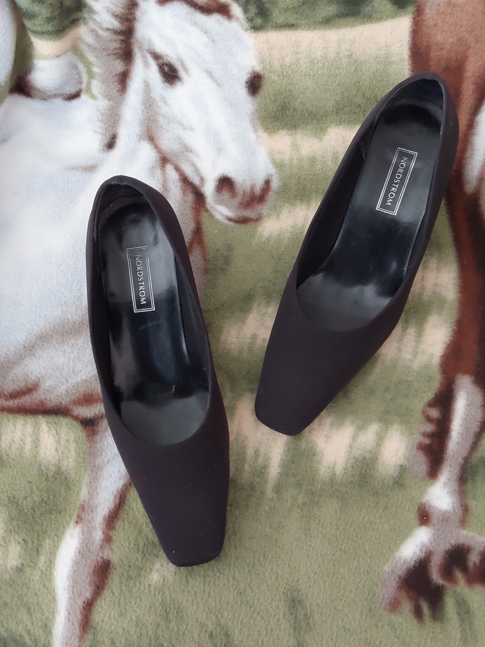 Nordstrom Black Microfiber Square-Toe Women's Pumps